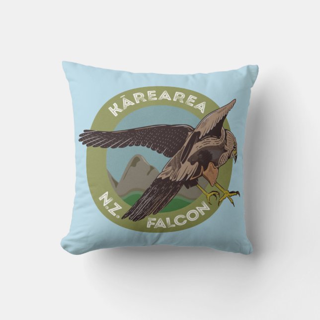 NZ falcon Karearea Throw Pillow (Front)