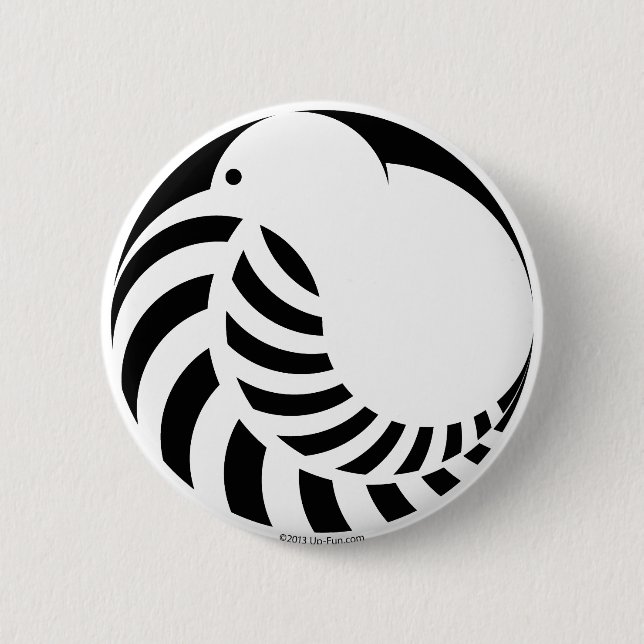 NZ Kiwi / Silver Fern 2 Inch Round Button (Front)