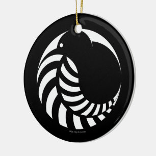 NZ Kiwi / Silver Fern Emblem Ceramic Ornament