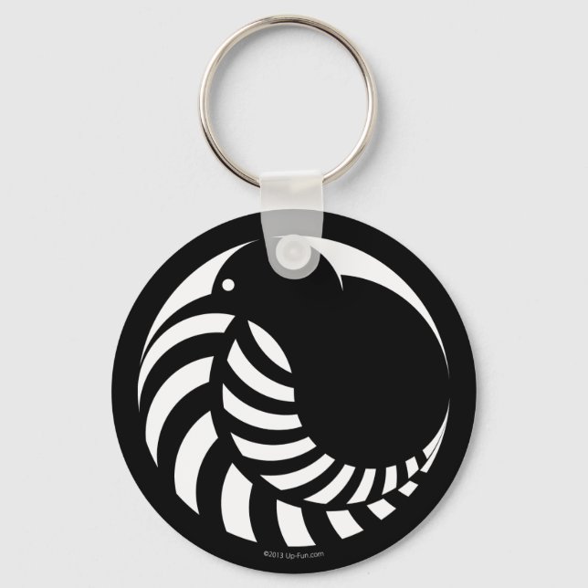NZ Kiwi / Silver Fern Emblem Keychain (Front)
