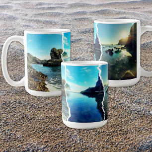 NZ Tasman 3 Custom Sea View Collage Tear Edge Coffee Mug