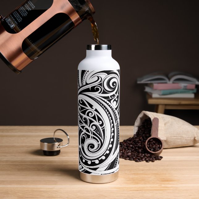 NZKULTURE unique Māori design  Water Bottle (Coffee (Rotated))