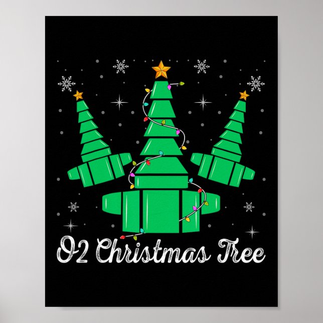 O2 Christmas Tree Respiratory Therapist Xmas Light Poster (Front)