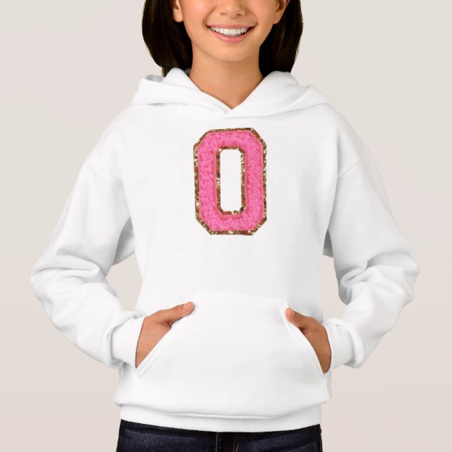 O - Bubblegum Glitter Varsity Letter Patches   (Front)