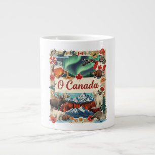O Canada Collage – Vintage Patriotic Large Coffee Mug