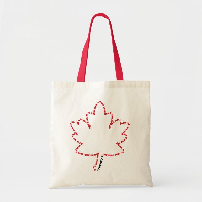 O Canada National Anthem in a Maple Leaf Tote Bag (Front)