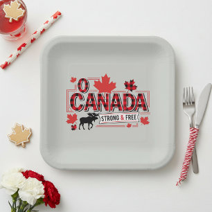 O Canada Strong & Free Moose ID1314 Paper Plate