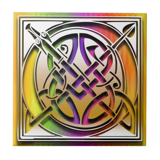 O Celtic Rainbow Custom Monogram Tile (Front)