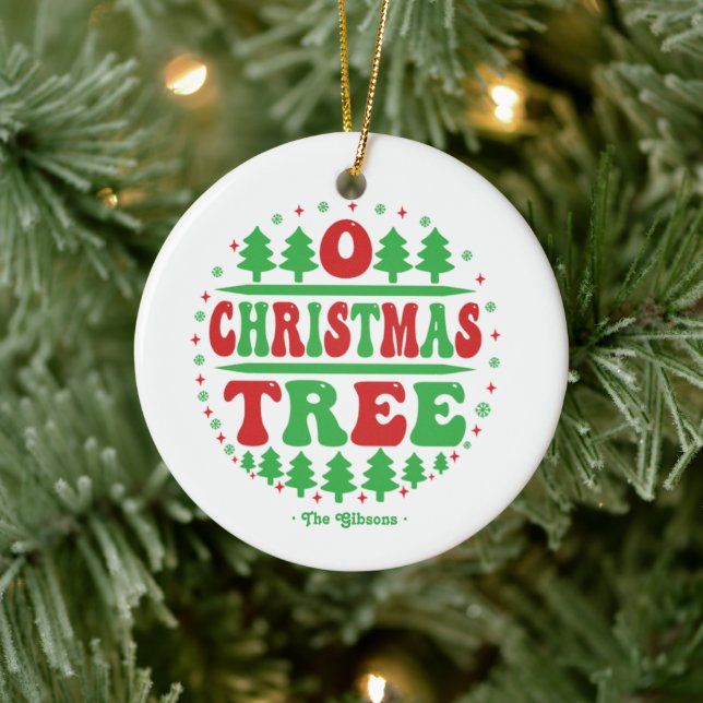 "O Christmas Tree" Personalized Holiday Photo Ceramic Ornament (Tree)