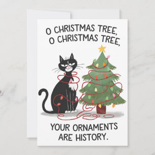 O Christmas Tree Your Ornaments Are History Cat Invitation