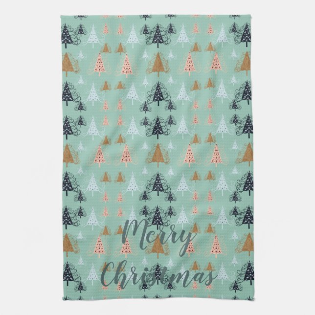 O Christmas Trees (Green) Kitchen Towel (Vertical)