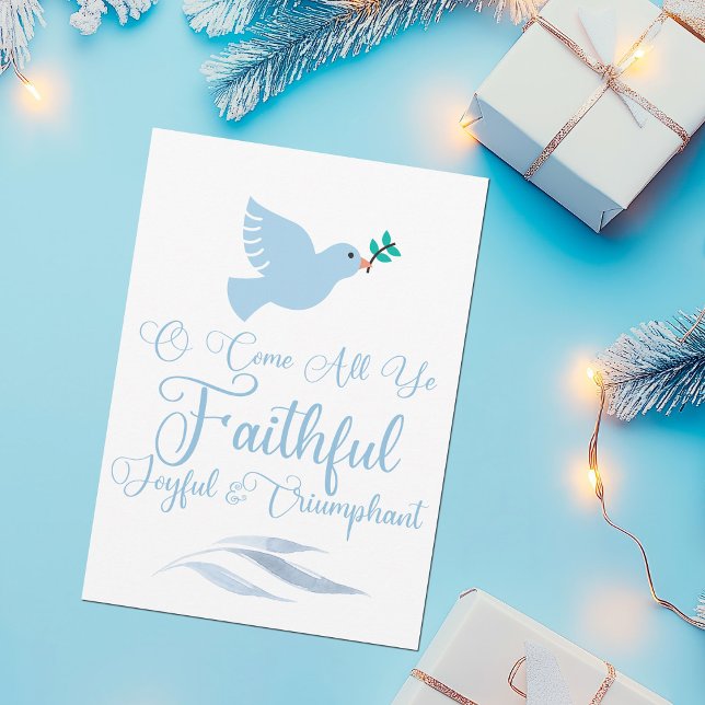 O Come All Ye Faithful Christmas Dove Religious Holiday Card (Creator Uploaded)