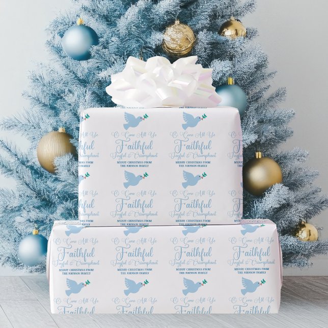 O Come All Ye Faithful Dove Religious Christmas Wrapping Paper (Creator Uploaded)