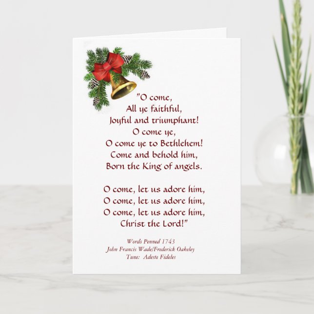 O Come All Ye Faithful Hymn Christmas Card (Front)