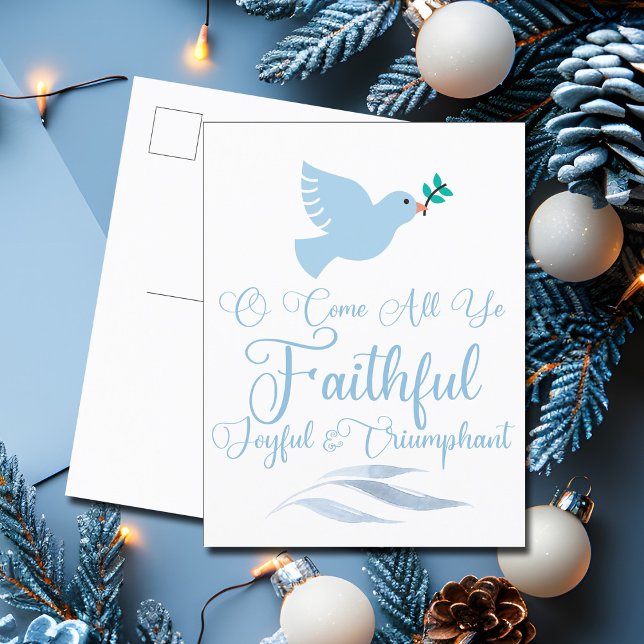 O Come All Ye Faithful Religious Christmas Dove Postcard (Creator Uploaded)