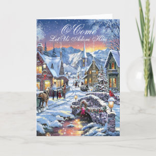 O Come Let Us Adore Him Christmas Greeting Card