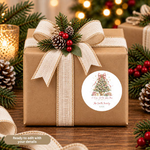 O Come Let Us Adore Him Pink Christmas Classic Round Sticker