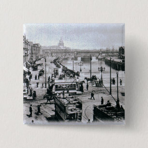 O' Connell Bridge and the River Liffey, Dublin 2 Inch Square Button