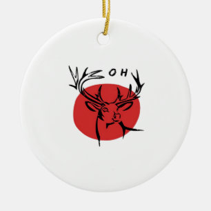 O Dear O Dear Red Retro Classic Design Ceramic Ornament