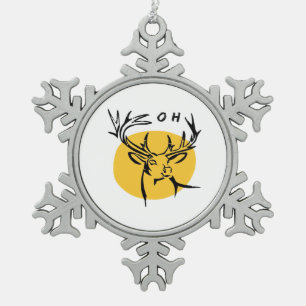 O Dear O Dear Yellow Artistic Style  Snowflake Pewter Christmas Ornament