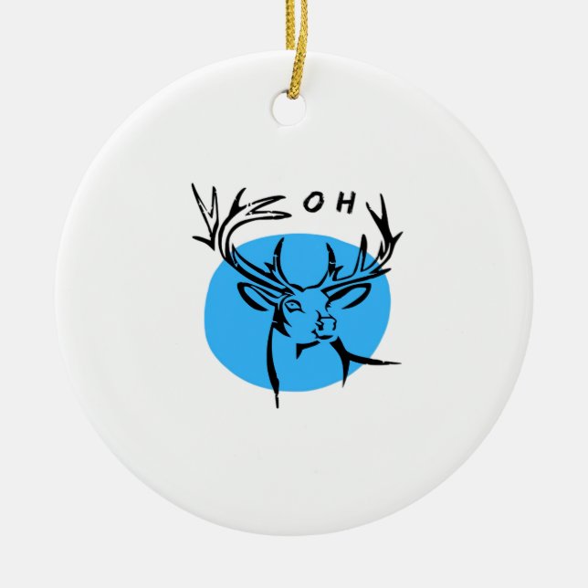 O Dear Oh Dear Blue Whimsical Aesthetic Ceramic Ornament (Front)