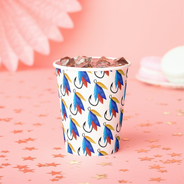 O-fish-ally birthday pattern Boy Birthday Fishing Paper Cups (Insitu)