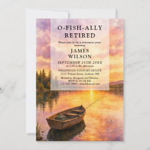 O-Fish-Ally Fishing Boat Lake Retirement Party Invitation