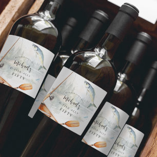 O-Fish-Ally Fishing Themed Birthday Party Wine Label