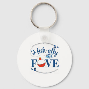 O-fish-ally Five Fishing Boy Fifth Birthday Ofisha Keychain