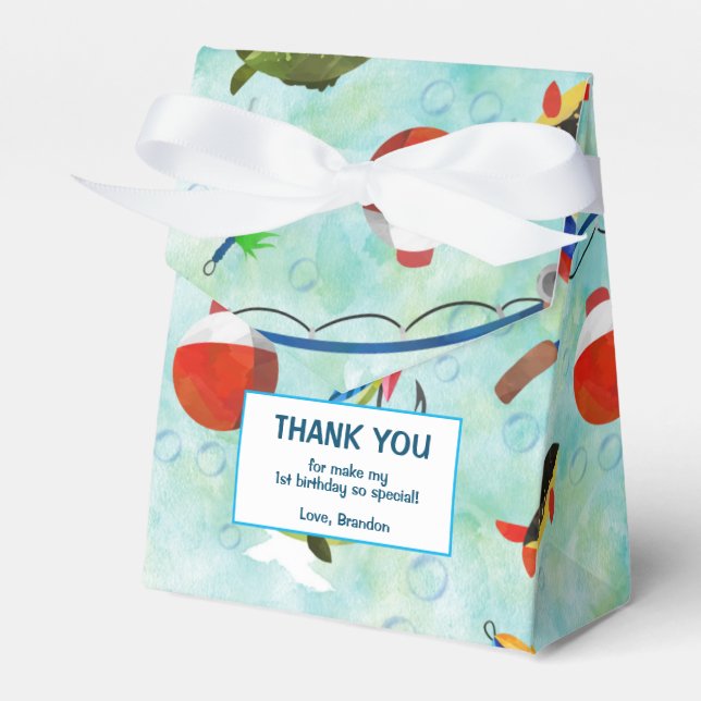 O-fish-ally gone fishing little fisherman birthday favor box (Front Side)