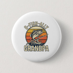 O-Fish-Ally Grandpa Fishing Vintage Shirt Design_1 2 Inch Round Button