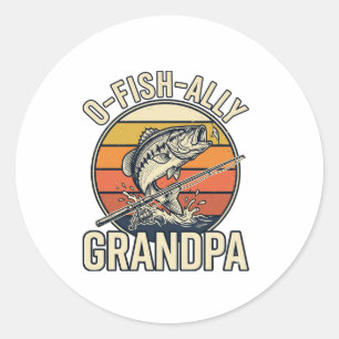 O-Fish-Ally Grandpa Fishing Vintage Shirt Design_1 Classic Round Sticker