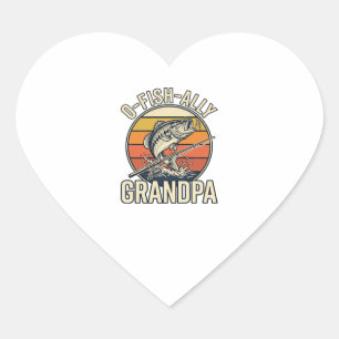 O-Fish-Ally Grandpa Fishing Vintage Shirt Design_1 Heart Sticker