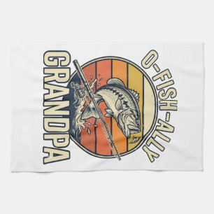 O-Fish-Ally Grandpa Fishing Vintage Shirt Design_1 Kitchen Towel