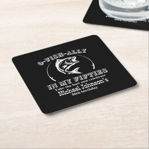 O-fish-ally In my Fifties 50th Birthday Party Square Paper Coaster