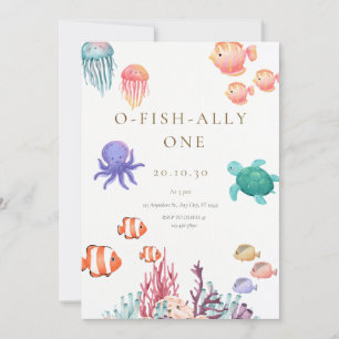 O-Fish-Ally One Birthday Invitation