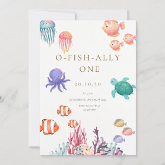 O-Fish-Ally One Birthday Invitation