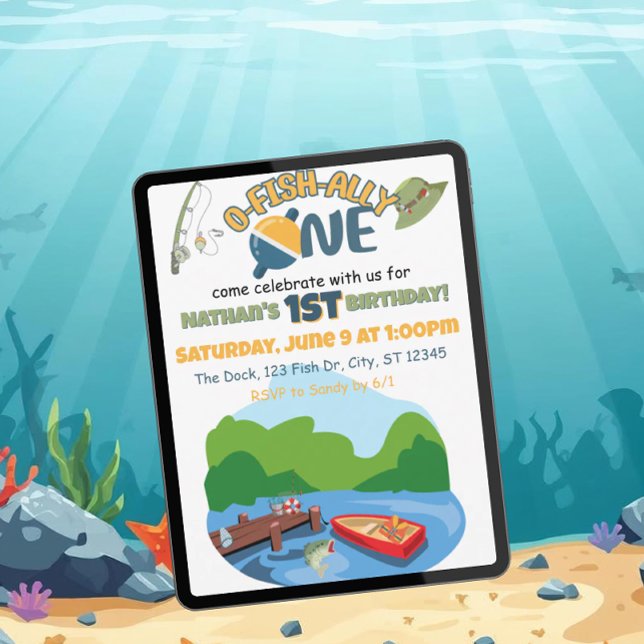 O-FISH-ALLY ONE birthday party Invitation (Creator Uploaded)