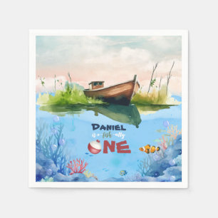O-fish-ally One Fishing 1st Birthday Paper Napkin