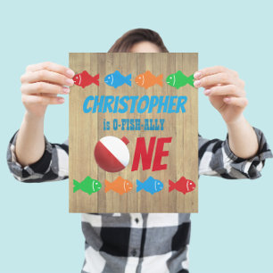 O-Fish-Ally One Fishing 1st Birthday Poster