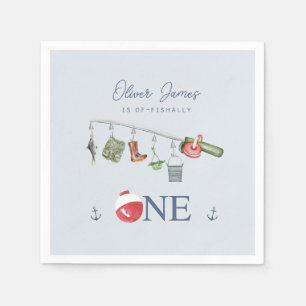 O-fish-ally one fishing 1st boy birthday napkin