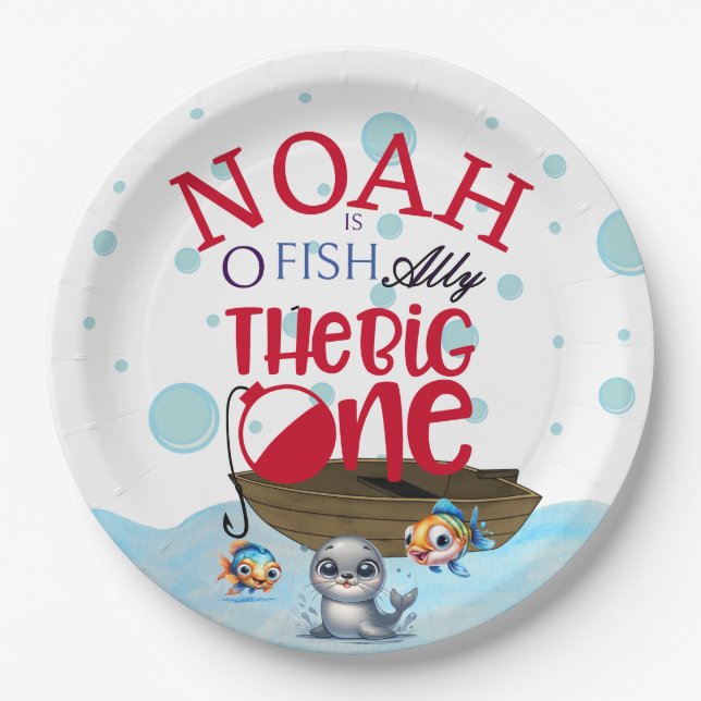 O-fish-ally One, Fishing For the Big One  Paper Plate (Front)