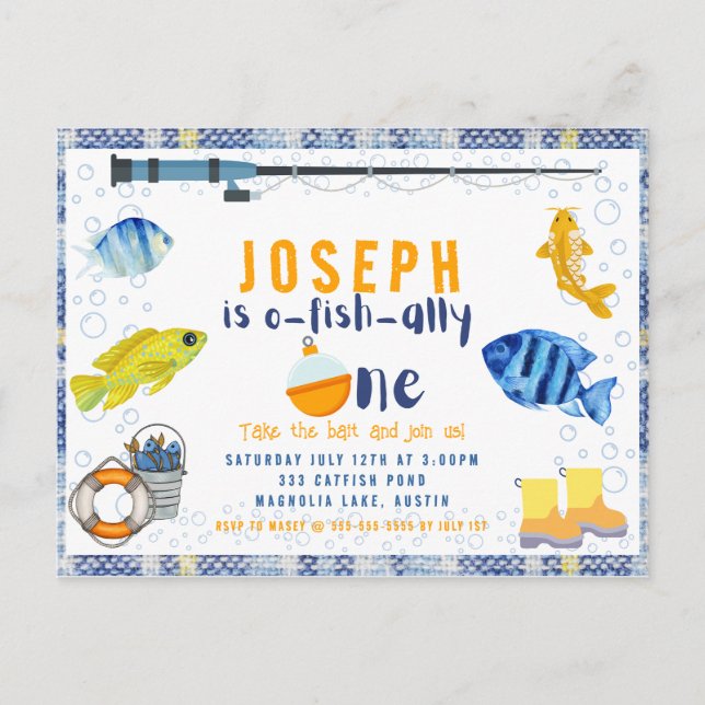 O Fish Ally One Pêche 1er anniversaire Invitation (Devant)