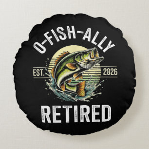 O-Fish-Ally Retired 2026 Fisherman Fishing Round Pillow