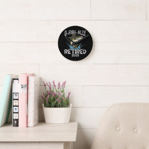 O-Fish-Ally Retired 2026 Humour Funny Round Clock