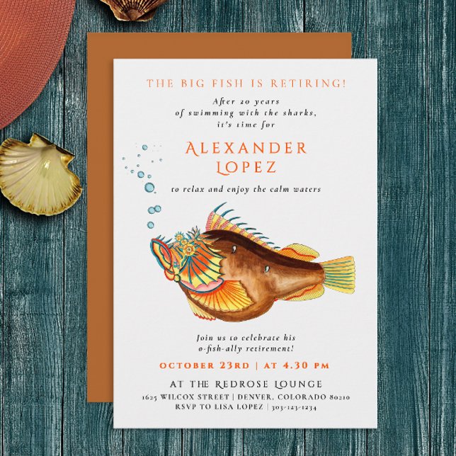 O-fish-ally Retired Retro Colour Fish Illustration Invitation (Creator Uploaded)