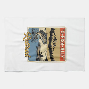 O-Fish-Ally Retired Vintage Fishing Shirt Design_1 Kitchen Towel