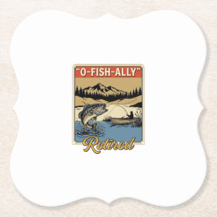 O-Fish-Ally Retired Vintage Fishing Shirt Design_1 Paper Coaster