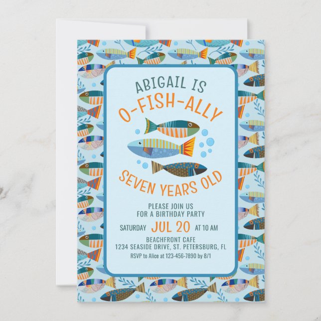 O-fish-ally sous la mer Invitation d'anniversaire (Devant)