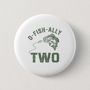 O-fish-ally Two Birthday Decorations 2nd Birthday 2 Inch Round Button